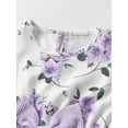 thumbnail image 4 of Toddler Baby Girls Clothes Solid Long Sleeve Tops + Sleeveless Floral Bow Dress Outfit Set Purple 5-6 Years, 4 of 7