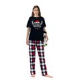 thumbnail image 4 of LuLiaMenton Feliz Navidad Antlers Black Matching Couples Christmas Pajamas Plaid Short Sleeve, 4 of 5
