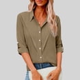 thumbnail image 7 of MELDVDIB Womens Button Down Shirts Turn Down Collar Long Sleeve Shirts Loose Summer Tops Fashion Casual Solid Color Vacation Shirts, 7 of 7