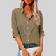 thumbnail image 2 of Camisas de Manga Larga para las Mujeres Blusa de Túnica de Imitación de Botón de Solapa de Ajuste Suelto con Tela Suave, Top de Verano Transpirable para Uso Diario Informal, 2 of 7