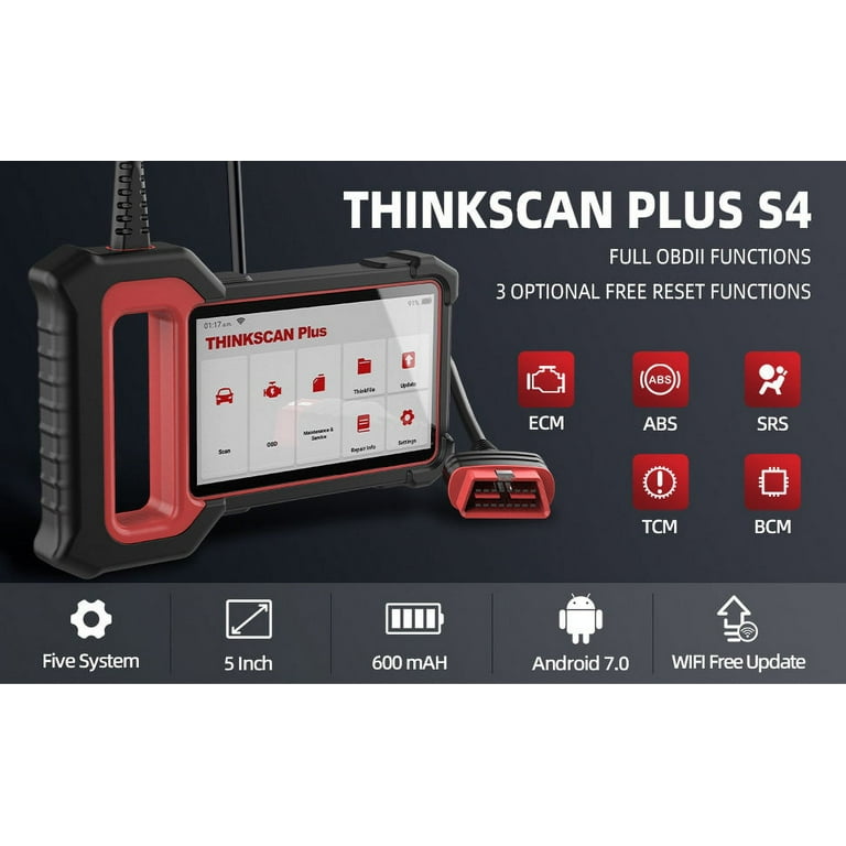 THINKCAR® THINKSCAN PLUS S2 - OBD2 Professional Car Diagnostic Scanner  Check Engine/ABS/SRS with 28 Reset Functions Oil/EPB/SAS Code Readers &  Scan Tools, 5-inch Touchscreen, Auto VIN, WiFi One-Click Update