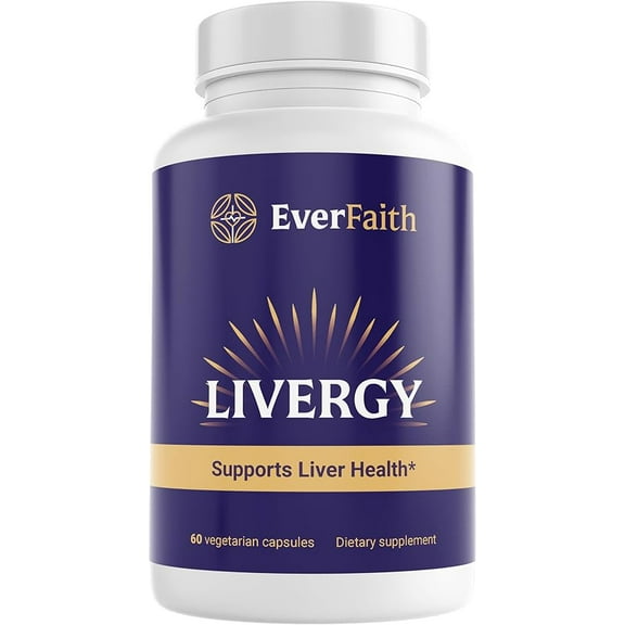 EVERFAITH Livergy - Liver Cleanse Detox & Repair - Liver Support & Health Supplement - with Milk Thistle, Beet Root Powder, Turmeric, Dandelion & More - Vegetarian, Gluten Free, Non-GMO - 60 Capsules