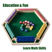 Upgraded 6-Player Shut The Box Game for Kids Adults Families with 12+4 Dice-Colorful 6 Sided Wooden Board Math Number Games(Instructions Included)