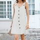 thumbnail image 4 of Vestido de verano 2025: sin mangas, con botones, cuello en V, poliéster/rayón/spandex, para playa/casual/vacaciones, por encima de la rodilla., 4 of 8