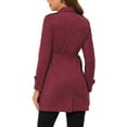 thumbnail image 3 of Abrigo de ante sintético de doble botonadura con solapa muesca para mujer INSPIRE CHIC en rojo profundo M, 3 of 7