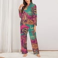 thumbnail image 6 of Salouo Western Desert Skull Cowboy (2) Pattern Women's Pajamas Set Long Sleeve Button Down Sleepwear Soft Pj Lounge Sets for women 2 Piece Pjs Set with Long Pants -Large, 6 of 8