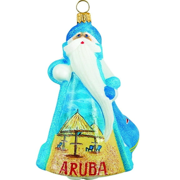 Glitterazzi Aruba Santa Polish Glass Christmas Ornament