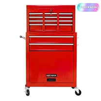 Tcbosik Rolling Tool Chest with 8 Storage Drawers, Tool Box Organizer with Lockable Wheels, Sliding Drawers and Detachable Top, Garage Workshop Tool Cabinet, Red