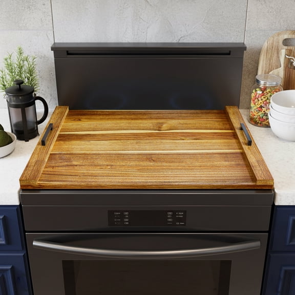 SpaceAid Noodle Board Stove Kitchen Cover with Handles, Stove Top Covers Cover, Natural Acacia