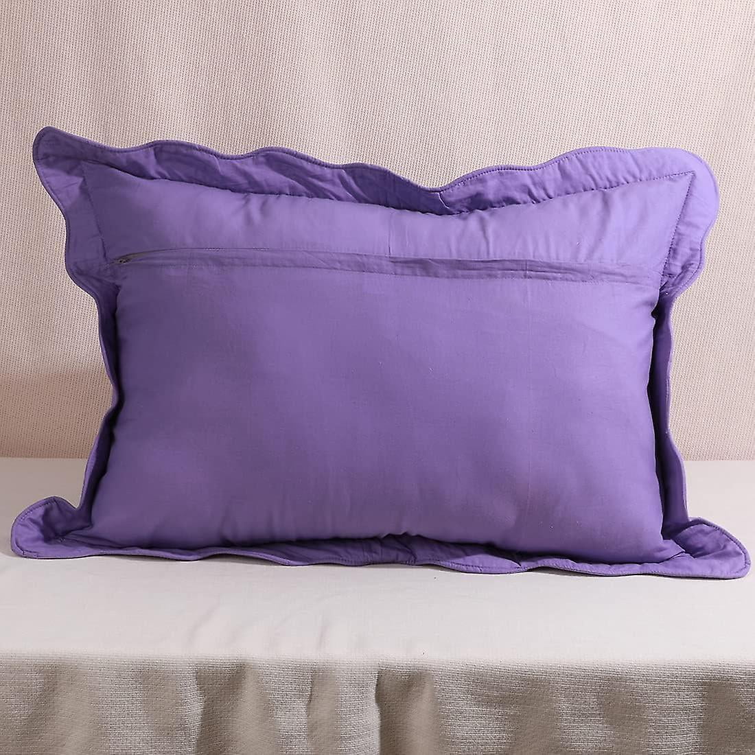 2 piece Embroidered Cotton Quilted Bed Pillow Shams Rustic Solid Color Soft Decorative Pillow Cases Set purple 20 x28 Walmart