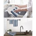 thumbnail image 5 of Navy Blue Kitchen Dish Towels for Drying Dishes Set of 2, Modern White Geometric Vertical Stripes Waffle Weave Microfiber Hand Tea Bathroom Towels Quick Dry & Absorbent Towel 15.7x23.6, 5 of 7