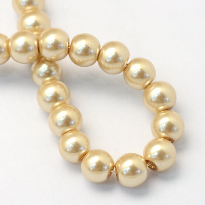 20Strand Baking Painted Pearlized Glass Pearl Round Bead Strands 6~7mm Hole: 1mm