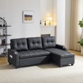 thumbnail image 2 of Ktaxon Convertible Sectional Sofa Bed, L‑Shaped Sleeper Couch with Storage Chaise, USB Port & Cup Holders, for Living Room Apartment Small Space PU, Black, 2 of 7