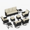 thumbnail image 2 of UDPATIO Outdoor Conversation Set,9 Pieces Patio Furniture Set, All-Weather Wicker Rattan Outdoor Sectional Sofa Set with Ottoman and Swivel Chairs for Poolside, Backyard，Black Wicker Beige Cushions, 2 of 7