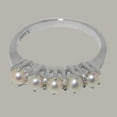 thumbnail image 5 of LBG British Made 18k White Gold Cultured Pearl Womens Eternity Ring - 33 size options - Size 10.75, 5 of 7