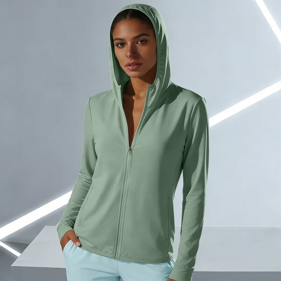 Womens UPF 50 Sun Protection Hoodie, Plus Size Full Zip Lightweight Breathable Quick Dry UV Blocking Sun Shirt for Hiking Camping Outdoor Daily Wear