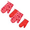 thumbnail image 1 of Oleegame 2 Pcs Gants Mitaines de Cuisine en Coton Anti-Chaleur pour Micro-Ondes, Isolants à Pois, Chaleur, Cuisson, Four, 2 Pcs Rouge, 1 of 5