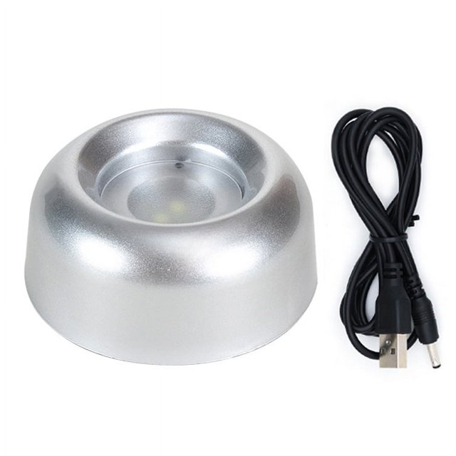 Bola de cristal de elfo con portalámparas LED blanco colorido y base luminosa con tallado interior de cristal 3D