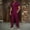 Wine, variant on Men's Waffle Knit 2 Piece Tracksuit Outfit, Mandarin Collar Short Sleeve Button Down Shirt & Drawstring Straight Leg Pants Big and Tall Size S-3XL White