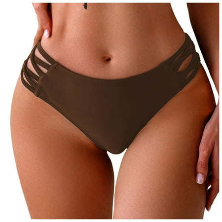 Jdkau Bikini Bottoms for Women Cheeky Bikini Bottoms Sexy Tie Side Brazilian Bikini Bottom Black Bikini BottomsCoffee XL