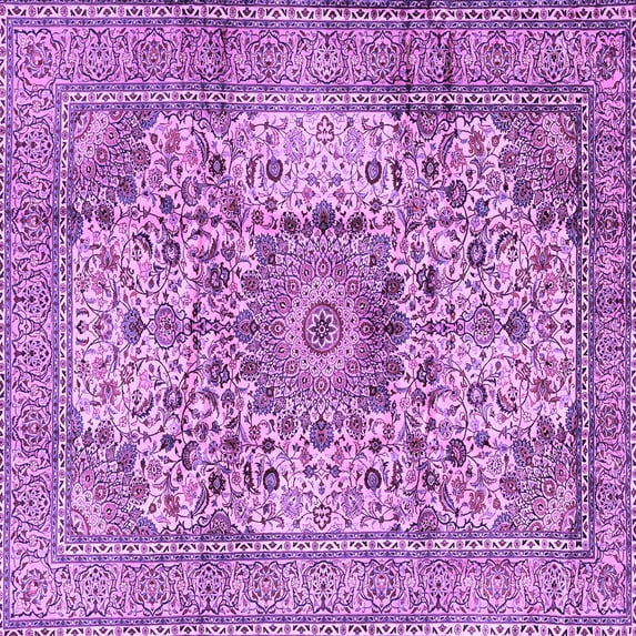 Ahgly Company Indoor Square Medallion Purple Traditional Area Rugs, 3' Square