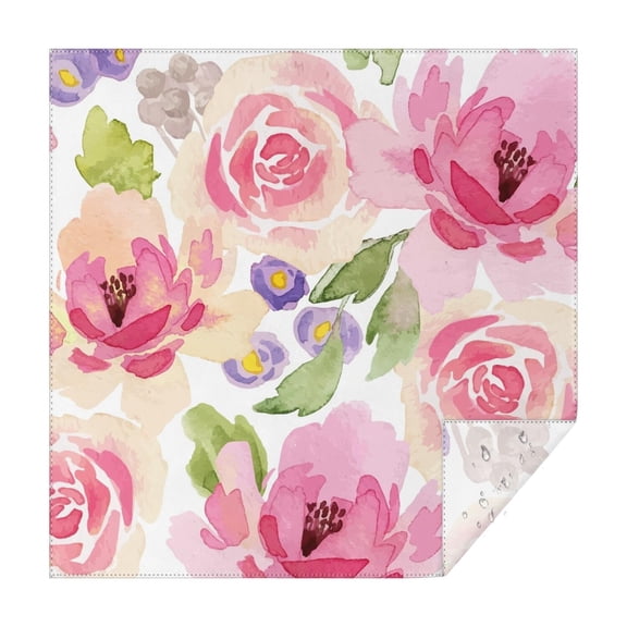 Floral Square Tablecloth 42x42in(107x107cm) – Waterproof Polyester Printed Table Cover, Wrinkle Resistant & Washable for Kitchen Dining Picnic Party Decor, Thanksgiving,Christmas, Spring,Flower