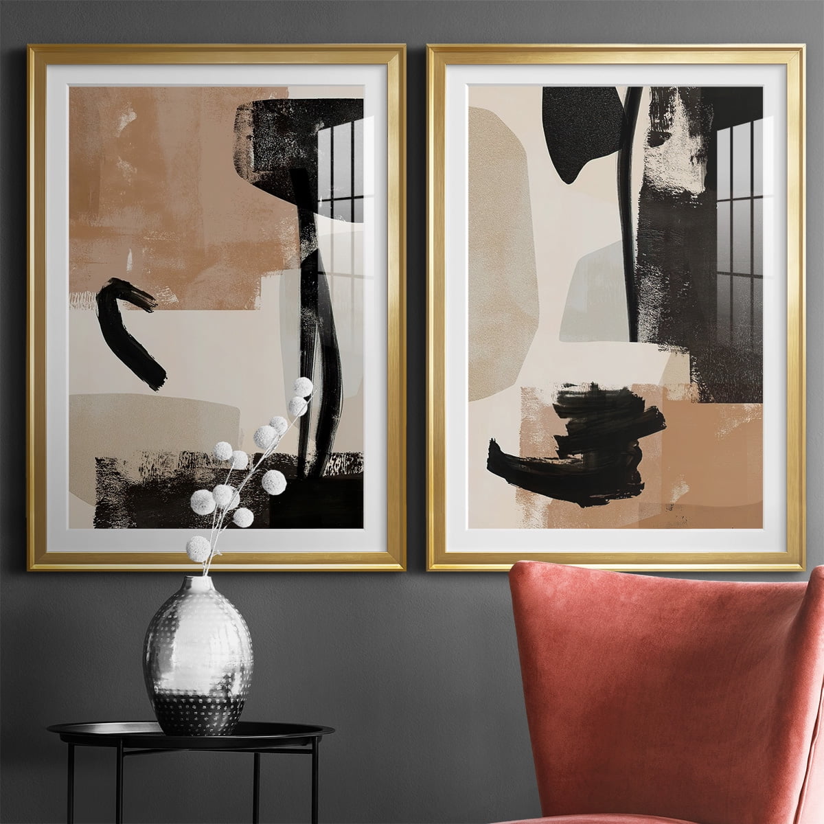 Wexford Home Selective Arrangement III Premium Framed Print, 30.5" x 42.5" - Ready to Hang, Gold (Set of 2)