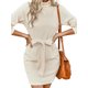thumbnail image 3 of TRKIYQC Mujeres Casual Wrap Hip Dress Color Sólido Mangas Largas Cuello Alto Corbata Cintura Vestido Femenino, 3 of 9