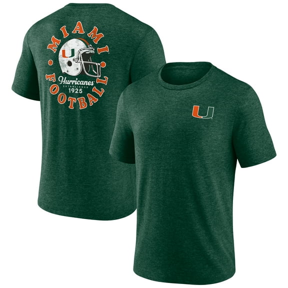 Men's Green Miami Hurricanes Old School Bold Tri-Blend T-Shirt