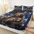 thumbnail image 4 of Castle Fairy Rustic Camouflage American Flag Bed Sheets 4-Piece,Abstract Camo Wildlife Bears Full Size Sheets,Navy Brown White,1 Fitted Sheet, 1 Flat Sheet and 2 Pillowcases, 4 of 6