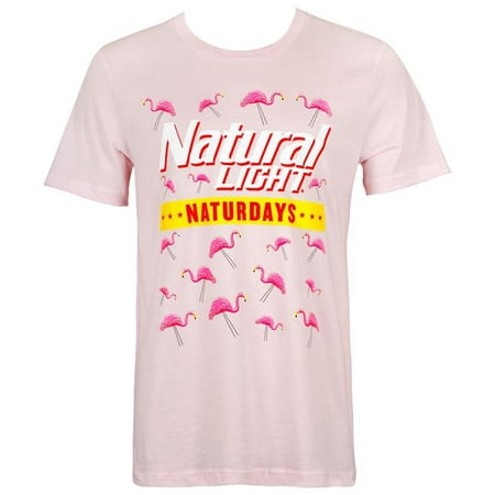 Natural Light 49707XL Natty Naturdays Flamingos Tee Shirt, Pink - Extra Large