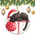 thumbnail image 3 of Winter Christmas Bell Black Cat Christmas Ornament Santa Black Cat Ornament Keepsake Ornament for Christmas Tree Xmas Gift Round Porcelain Ornament Personalized Xmas Tree Ornament, 3 of 8