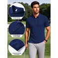 thumbnail image 3 of Cadmus Men's Polo Shirt Quick Dry Performance Short Sleeve Tactical Shirts Pique Jersey Golf Shirt,8688,Dark Navy Blue,XL, 3 of 7