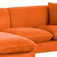 thumbnail image 2 of Maci 87 Inch Sectional Sofa, Reversible Chaise, Orange Fabric, Wood Legs, 2 of 5