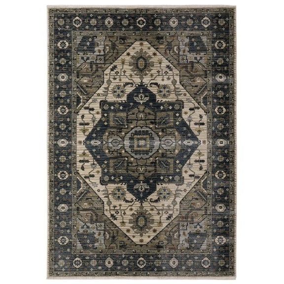 Oriental Weavers Eliana Area Rug - ELI05 - 2'3" x 7'6" - in Blue/ Brown - Vintage Inspired, Stain Resistant, Family and Pet Friendly , Entryway, Hallway Runner Rug
