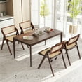 thumbnail image 4 of Costway Foldable Dining Chairs Set of 4 with Woven Rattan Backrest & Seat Rubber Wood Frame Brown, 4 of 8