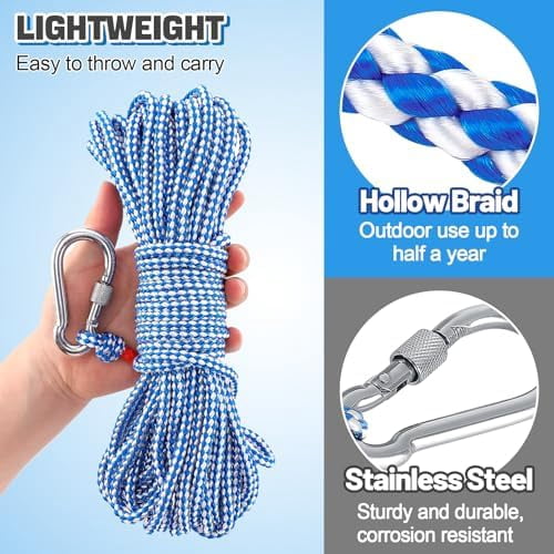 Water Floating Lifesaving Rope - Professional Throwing Pool Life Preserver Rope Line for Swimming Small Kayak Inflatable Boat