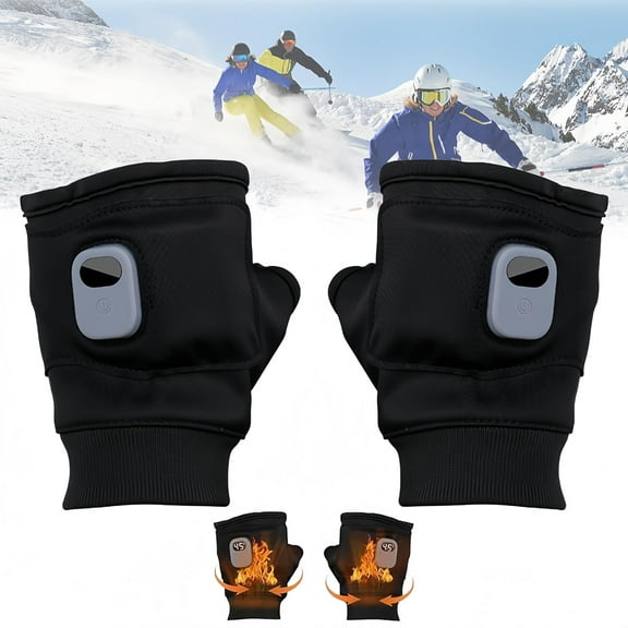 Heated Gloves for Women Man Rechargeable, Electric Heated Fingerless Gloves, Hand Warmer Gloves, 3-Speed Adjustable Heating Gloves, Winter Hand Warmer for for Outdoor Work, Cycling, Skiing
