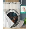 thumbnail image 2 of No Hook Shower Curtain with Snap in Liner, Moon Moth Mirror Faced Withered Leaf Butterfly Hotel Shower Curtains for Bathroom, Washable Shower Curtain Liner Set with Mesh Top Window, 66"x72", 2 of 6