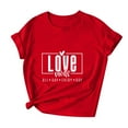 thumbnail image 1 of Penkiiy T-Shirt Graphique Cœur pour Femmes, Col en V, Saint-Valentin, Couple Assorti, Manches Courtes, Cadeau, Rouge, 1 of 7