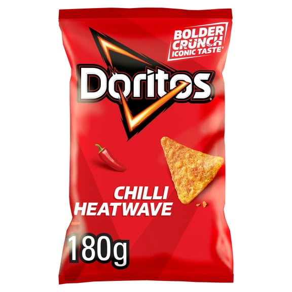 Doritos Tortilla Chips Chilli Heatwave Sharing Bag Crisps 180g, Imported from Britain