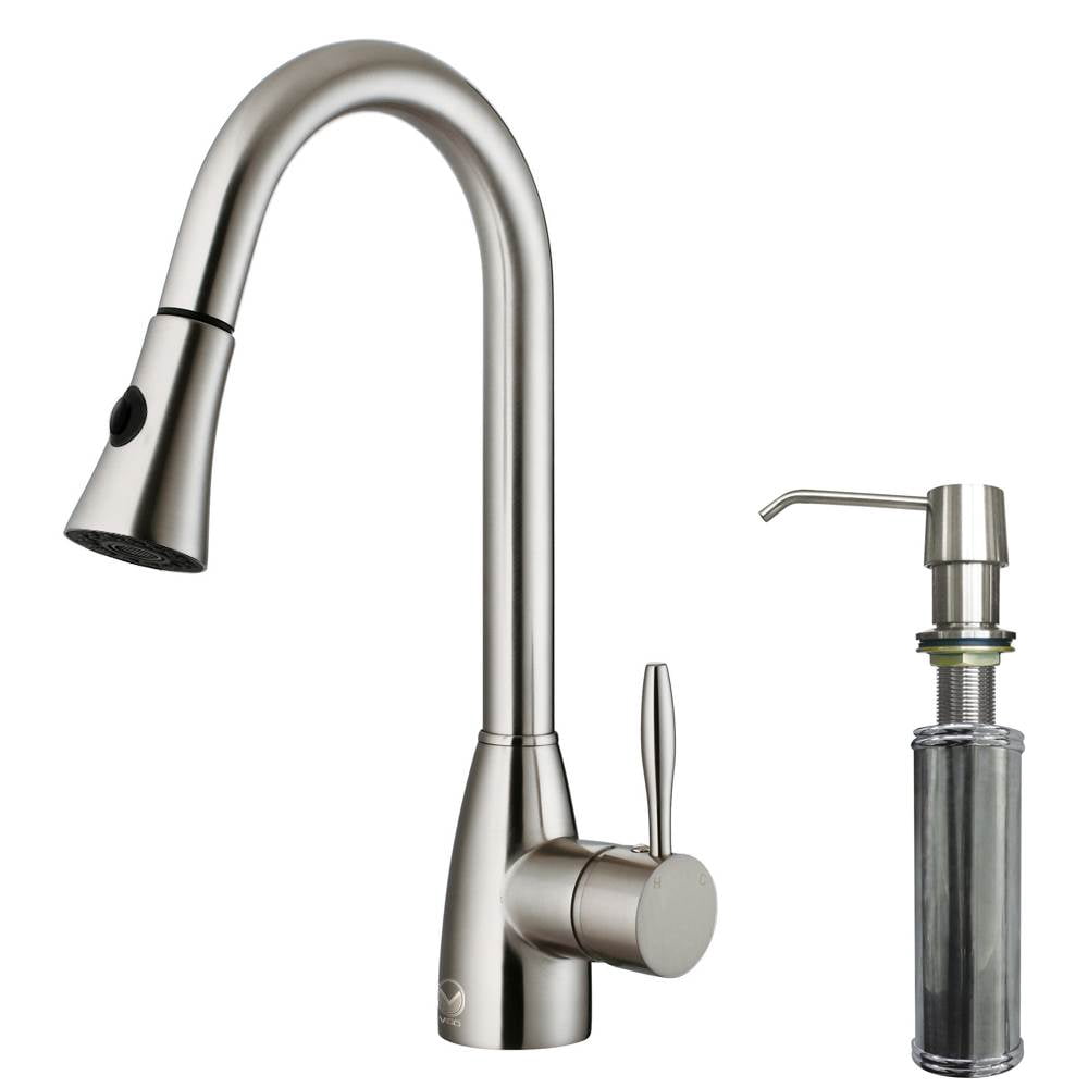 Vigo PullOut Spray Kitchen Faucet with Soap Dispenser, Stainless Steel