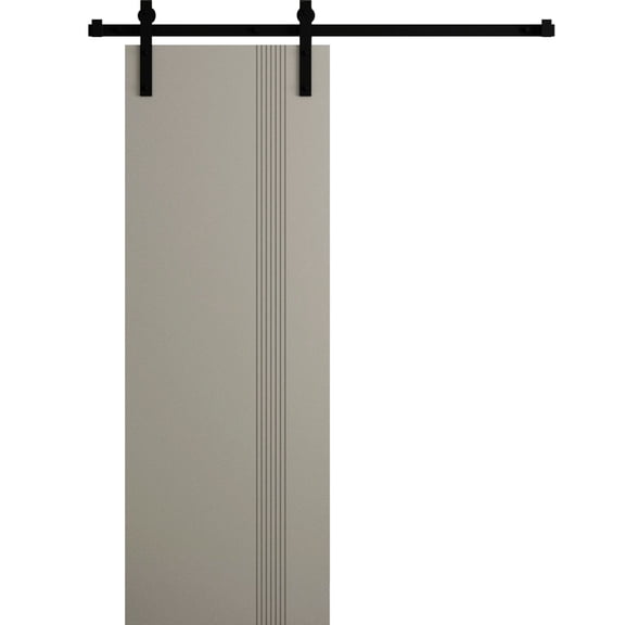 Modern Barn Door 36 x 80 in - LUNO 1110 Dove Grey - 6.6FT Rail Track Heavy Hardware Set - Solid Panel Interior Doors