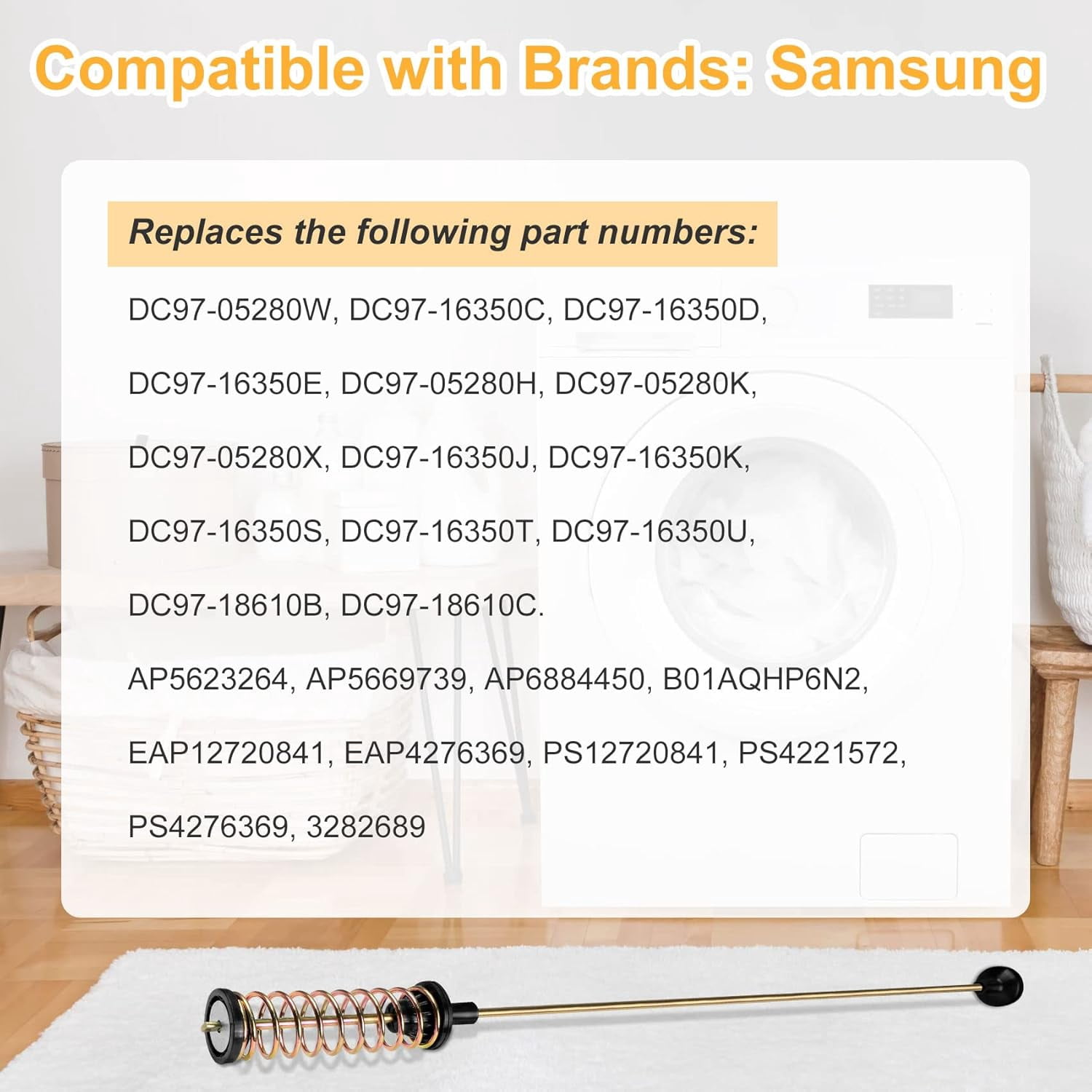 DC97-16350D Washer Suspension Rods, for samsung Washer Suspension Rods - 26.2''(4Pcs),DC68-03228A-02 DC68-03228A-03 DC68-03172B-03 DC68-03172D