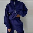 thumbnail image 6 of LYMAYTER Women Sweatsuit Outfit Solid Color Lounge Sets Long Sleeve Half Zip Sweatshirt Sets XS-5XL, 6 of 9
