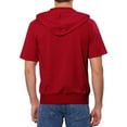 thumbnail image 3 of INSPIRE CHIC Men's Short Sleeve Hoodies Solid Color Zip Up Jackets with Hood M Burgundy, 3 of 7