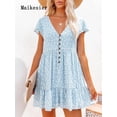 thumbnail image 2 of Women's Dress Spring Summer Commuting Chiffon Buttons Broken Flowers Dresses for Women 2023 V-neck Cheap Casual Women's Dresses2XL Gao Jinjia LED, 2 of 2