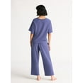 thumbnail image 3 of Joyspun Women's French Terry Short Sleeve Top and Capri Pants Pajama Set, 2-Piece, Sizes XS-3X, 3 of 5