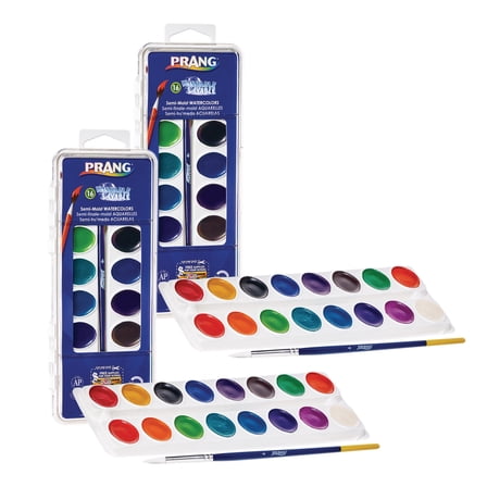 Prang Semi-Moist Washable Watercolor Set, 16 Assorted Colors, Pack of 2