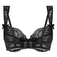 thumbnail image 2 of Women's Demi Lace Bra Unpadded Underwire Bra Sheer Sexy Bras, 2 of 7